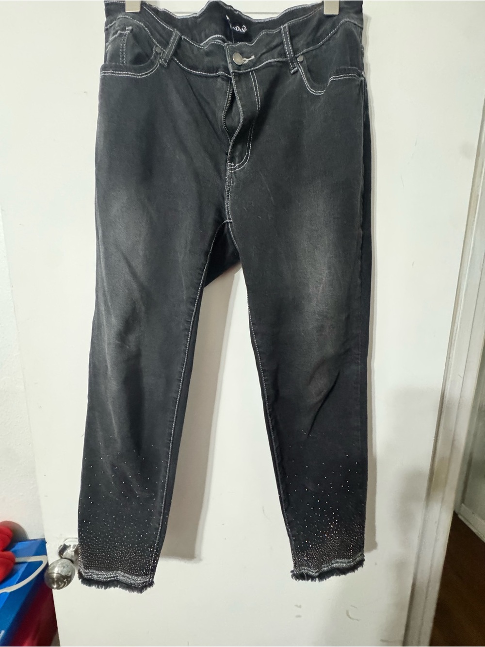 Picadilly Fashion Canada 🇨🇦 Black Ankle Jeans with Studded Hem